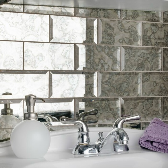 7 NEW BOXES of Lustre Beveled Antique Mirror 3" x 6" Glass Subway Wall Tile - Picture 3 of 16